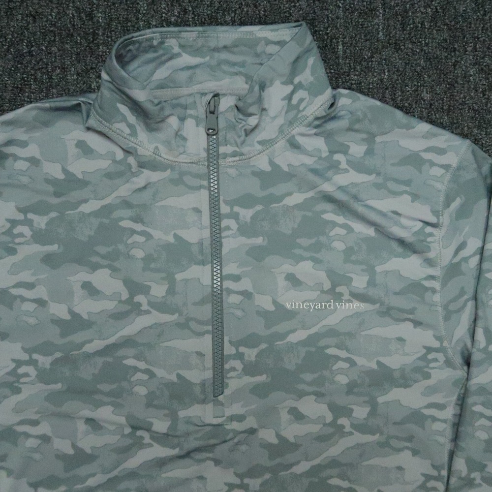 Vineyard Vines Pullover Mens Medium Gray Camo Performance Quarter Zip - Picture 2 of 8